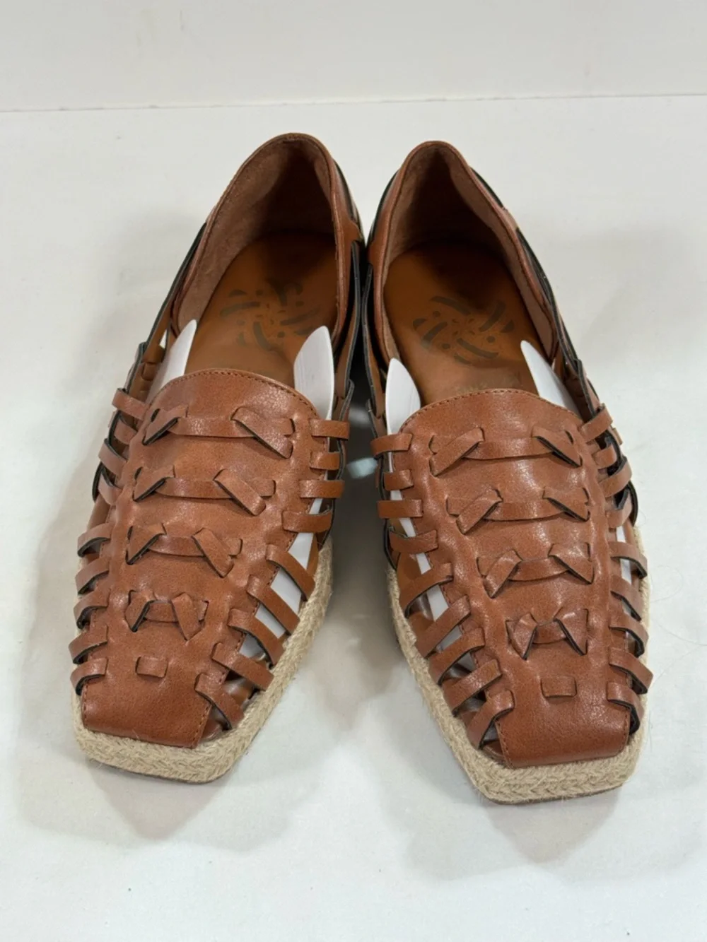 SAM & LIBBY Brown Woven Leather Espadrille Flats size 7